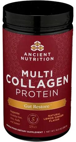 Ancient Nutrition Multi Collagen Protein Gut Restore Lemon Ginger Flavor 10.2 oz