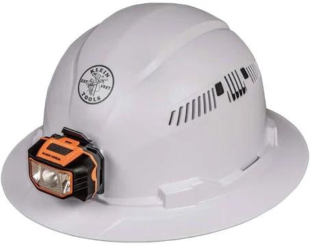 Klein Tools 60407 Hard Hat with Light, Vented Full Brim Style: Best Safety Hard Hat with Built-in Light