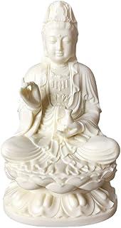 Chinese Goddess Statue Solid Resin Beautiful Kuan Yin Statue Quan Yin Statue Goddess of Mercy Guan Jin Buddha Statue Guan Yin Statue on Lotus 5.1 inch Tall (polyresin Material)