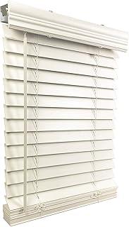 US Window And Floor 2" Faux Wood 34.125" W x 36" H, Inside Mount Cordless Window Blinds, 34.125 x 36, Smooth White,CLF0103410360